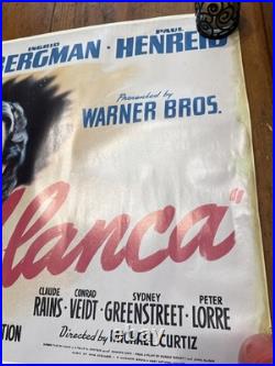 Vintage Casablanca Movie Poster 23 x 18 3/8 Inches
