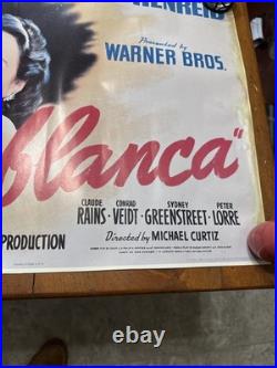 Vintage Casablanca Movie Poster 23 x 18 3/8 Inches