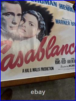 Vintage Casablanca Movie Poster 23 x 18 3/8 Inches