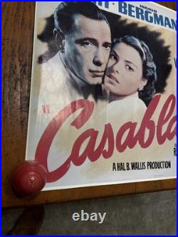 Vintage Casablanca Movie Poster 23 x 18 3/8 Inches