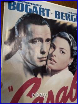 Vintage Casablanca Movie Poster 23 x 18 3/8 Inches