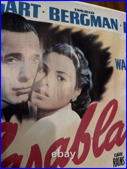 Vintage Casablanca Movie Poster 23 x 18 3/8 Inches