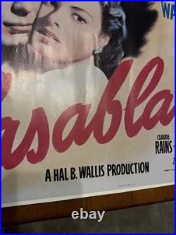 Vintage Casablanca Movie Poster 23 x 18 3/8 Inches