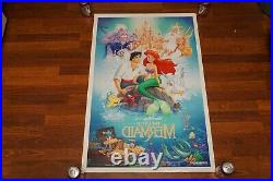 Vintage Disney The Little Mermaid Original Movie Poster 1989 ds 41x27 BANNED