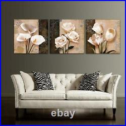 Vintage Flower Lily Rose 3 Pieces Canvas Wall Art Picture Painting Home Decor