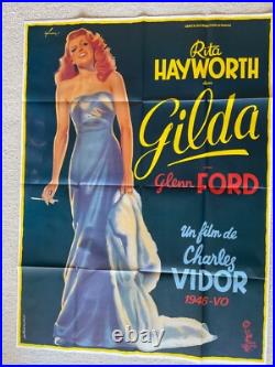 Vintage Gilda Classic Movie Poster Rita Hayworth French 1 Panel Grande R-1972