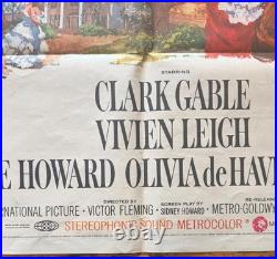 Vintage Gone With The Wind 1968 MGM Re-release Movie Poster 27 X 41