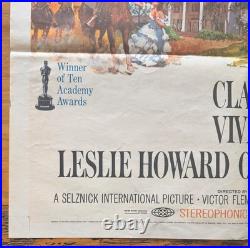 Vintage Gone With The Wind 1968 MGM Re-release Movie Poster 27 X 41