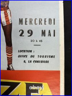 Vintage Harlem Globetrotters Poster France French Liqueur Suze Basketball 1960's