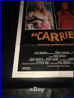 Vintage Horror Movie Poster Carrie 1976 Original Folded Poster 27 x 41 King