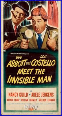Vintage Horror Vintage Movie Poster Insert Abbott Costello MEET THE INVISBLE MAN