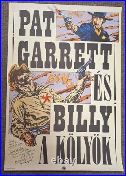Vintage Hungarian Movie Poster, Pat Garrett & Billy the Kid Nice Artwork