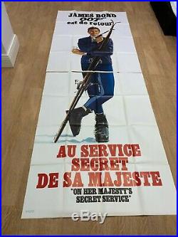 Vintage JAMES BOND 007 OHMSS French Movie Poster ski alps 1969 original