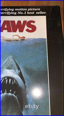 Vintage Jaws poster from 1975 movie framed and mounted 39x27 inches Collectible