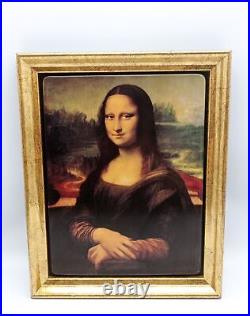 Vintage Leonardo Da Vinci Mona Lisa Porcelain Picture With Wooden Frames