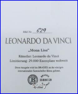 Vintage Leonardo Da Vinci Mona Lisa Porcelain Picture With Wooden Frames