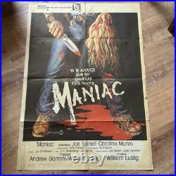 Vintage MANIAC 1980 Original Folded Horror Film Movie Poster 27x40 Spain