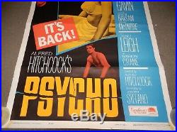 Vintage MOVIE POSTER 27x41 PSYCHO R-1965Alfred Hitchcock, Janet Leigh