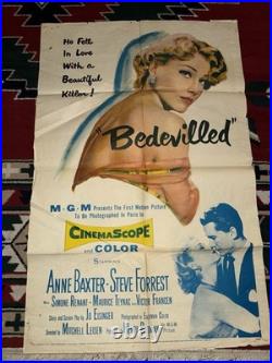 Vintage Mid Century Crime Drama Movie Poster Bedevilled CinemaScope 1955 MGM