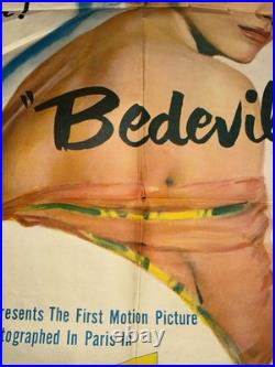 Vintage Mid Century Crime Drama Movie Poster Bedevilled CinemaScope 1955 MGM