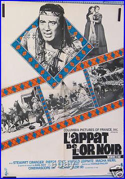 Vintage Movie Poster 1965 Film L'appat De L'or Noir Winnetou Stewart Granger