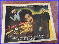 Vintage Movie Poster 1/2 SH They All Kissed the Bride R55 Joan Crawford