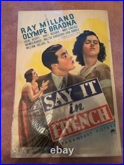 Vintage Movie Poster 1 SH Say it in French 1938 Ray Milland