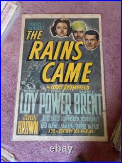 Vintage Movie Poster 1 SH The Rains Came 1939 Tyrone Power Myrna Loy
