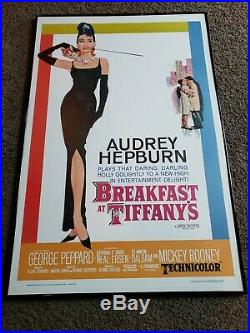 Vintage Movie Poster Breakfast at Tiffany's 1961 Audrey Hepburn Framed MINT