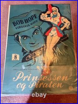 Vintage Movie Poster Danish The Princess and the Pirate 1949 Bob Hope
