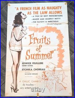 Vintage Movie Poster FRUITS OF SUMMER French Racy Risque Adult Original 27x41