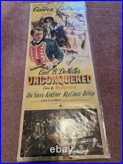 Vintage Movie Poster Insert Unconquered 1947 Gary Cooper Paulette Goddard