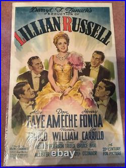 Vintage Movie Poster Linen Backed 1 SH Lillian Russell 1940 Alice Faye