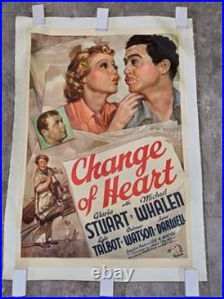 Vintage Movie Poster Linen-backed One Sheet Change of Heart 1938 Golf Comedy