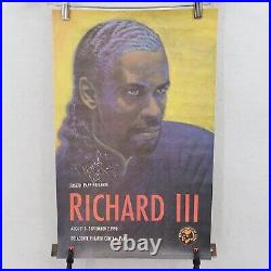 Vintage NY Shakespeare Festival Richard III Poster Signed By Denzel Washington