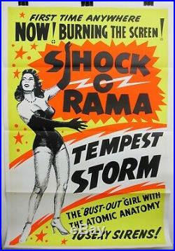 Vintage Orig 1955 SHOCK-O-RAMA Stripper TEMPEST STORM 1-Sheet Poster BURLESQUE