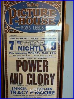 Vintage Original 1930s Cinema listing The Picture House Leeds in frame