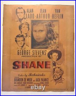 Vintage Original 1953 SHANE Movie Poster 14x16