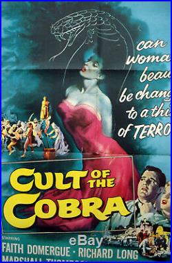 Vintage Original 1955 CULT of the COBRA Movie Poster art 1sh film noir Sci-Fi