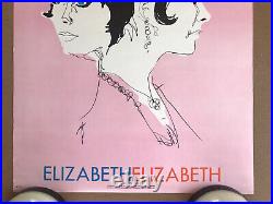 Vintage Original 1960s Elizabeth Taylor Caricature Poster Movie TV Memorabilia