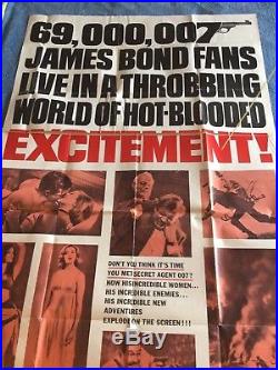 Vintage Original 1963 James Bond From Russia With Love. Very Rare 3 Sheet Mo