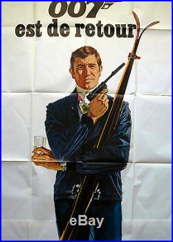 Vintage Original 1969 JAMES BOND 007 OHMSS Movie Poster 1sh Film ski alps art