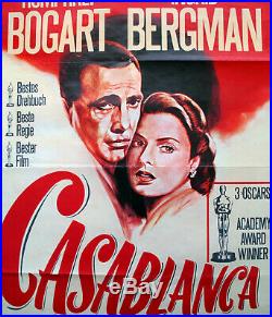 Vintage Original 1970s CASABLANCA Movie Poster Bogart Ingrid Bergman art film