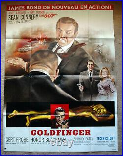Vintage Original 1970s JAMES BOND 007 GOLDFINGER Movie Poster 1sh Film art