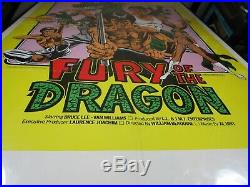 Vintage Original 1976 Framed Bruce Lee Fury Of The Dragon Movie Poster
