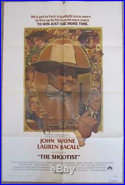 Vintage Original 1976 THE SHOOTIST Movie Poster John Wayne, Lauren Bacall RARE