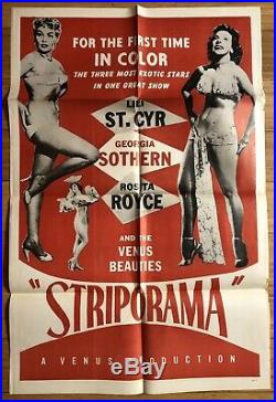 Vintage Original 1sht Movie Poster STRIPORAMA pin-up Burlesque Stripper