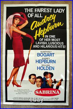 Vintage Original 65' SABRINA Movie Poster AUDREY HEPBURN Bogart 1sh Film art
