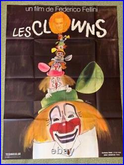 Vintage Original Italian Movie Poster I Clowns/Les Crowns 63x47 inch