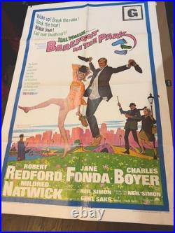 Vintage Original Movie Poster 1967/Barefoot In The Park/Redford & Fonda/27 x 41